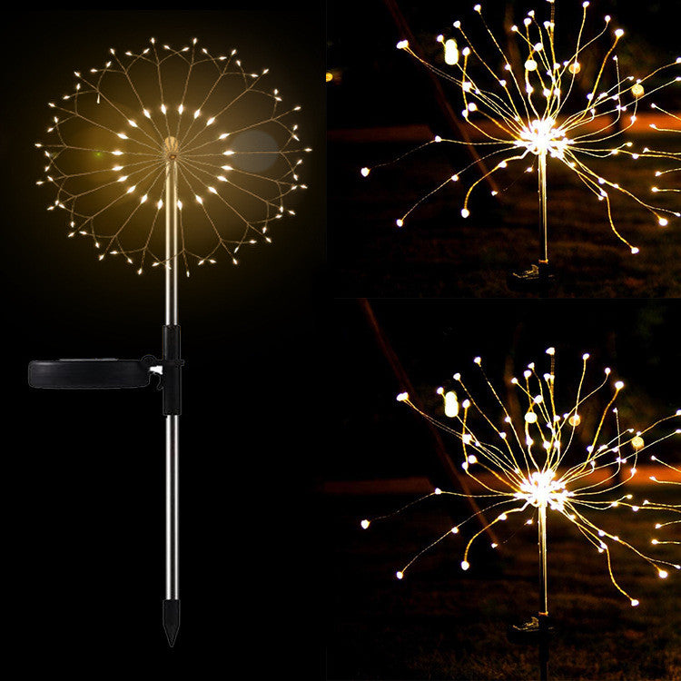 New Ground Plug Solar Fireworks Light LED Light String Copper Wire Outdoor Garden Decoration Star Lights Christmas Lights 27