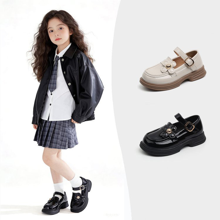 Princess Shoes, Children's Black Small Leather Shoes, Soft Soled Large Single Shoes, Trendy 3