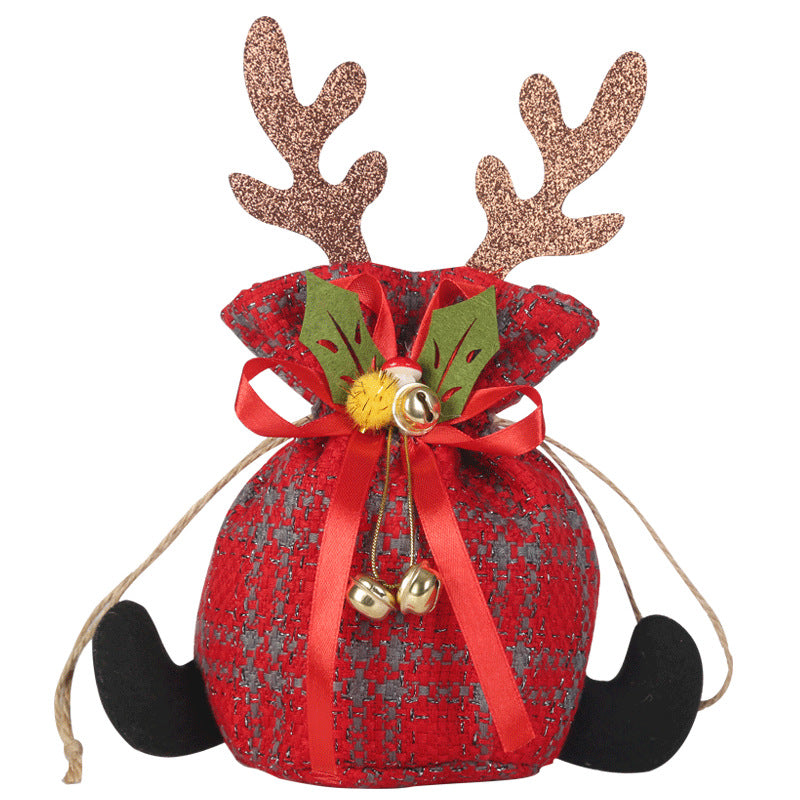 Christmas Apple Bag Antlers Checkered Cloth Gift Bag Christmas Eve Kindergarten Children's Small Gift Candy Bag 5