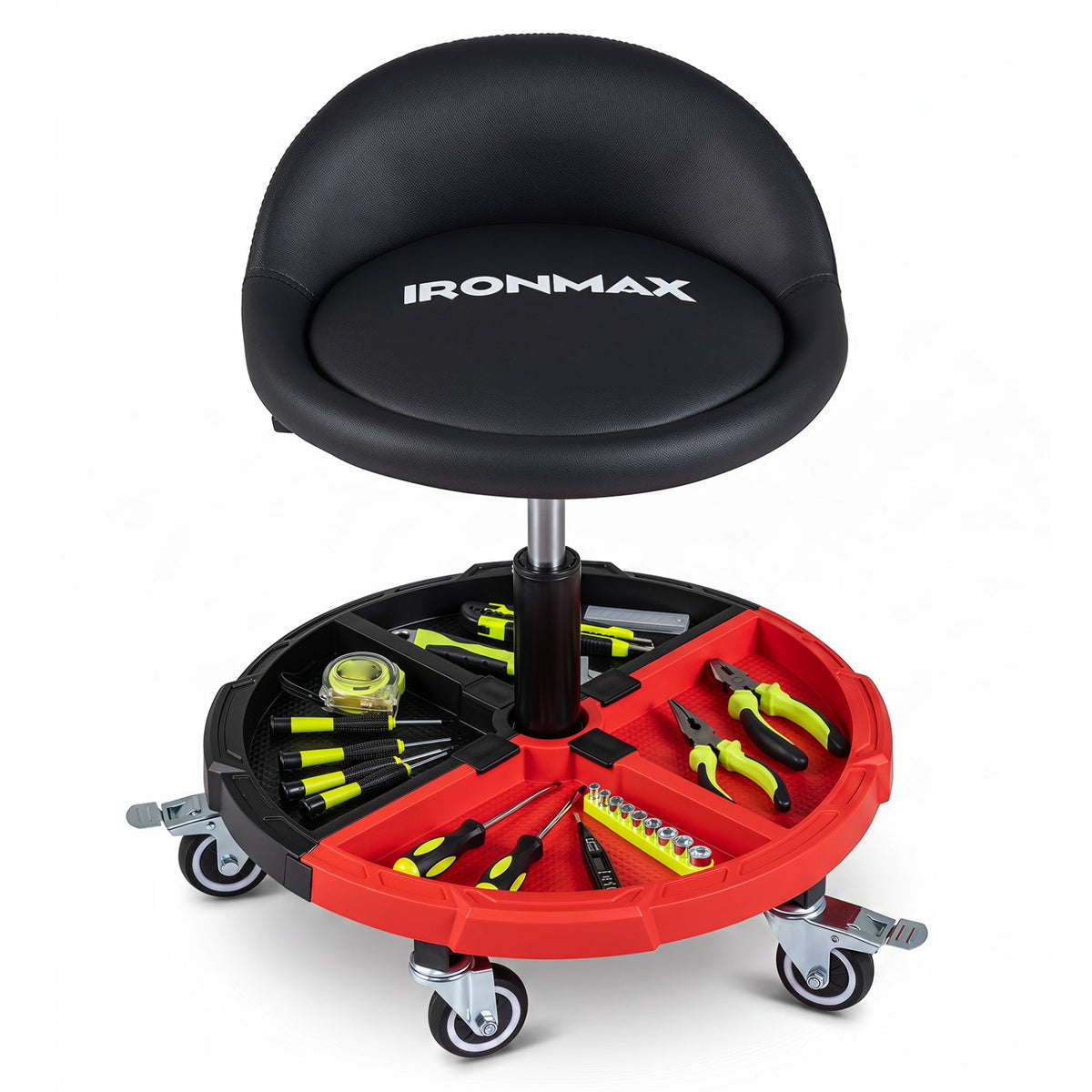 Rolling Mechanic Stool with Adjustable Height & Tool Tray 3