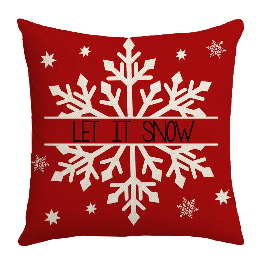 Grid Christmas linen pillowcase, Christmas tree snowflake home decoration pillowcase, sofa cushion pillowcase 2