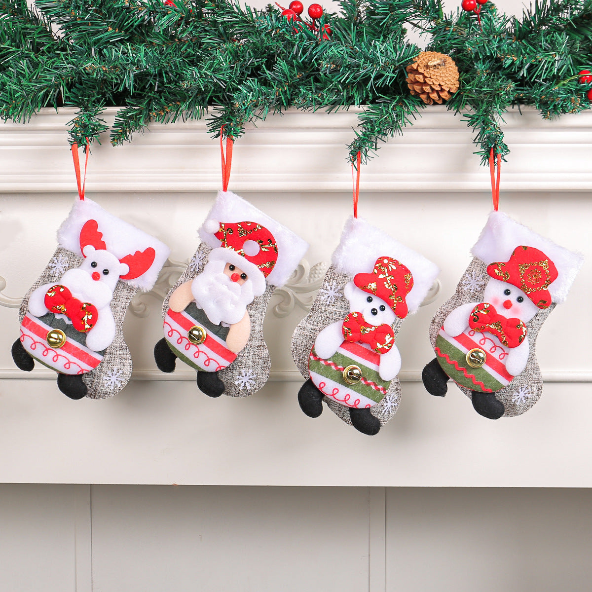 Christmas Doll Socks Cartoon Plush Christmas Socks Christmas Tree Pendant Santa Claus Snowman Candy Gift Bag 2