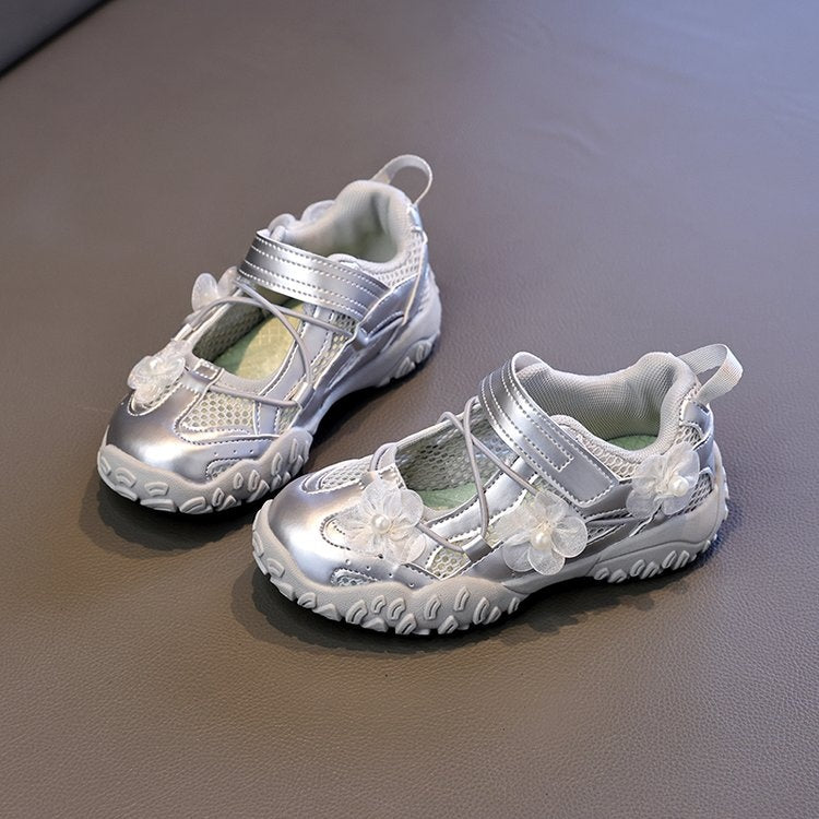 2026 Summer New Kids Sports Sandals, Hollow Mesh Flower Casual Shoes, Breathable Shallow Mouth Girls Shoes For Little Girls 7