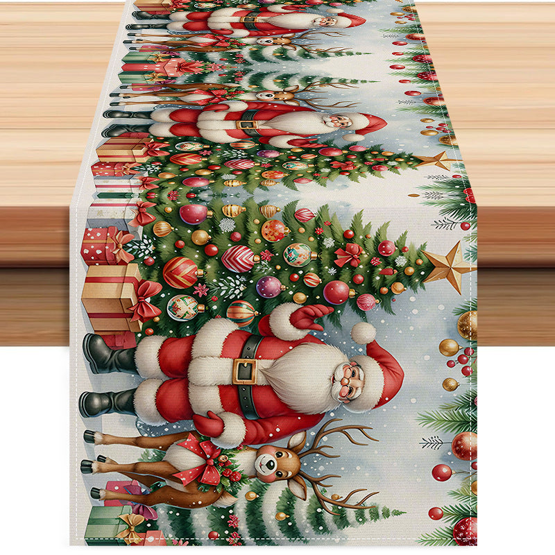 Christmas decoration table flag home fabric tablecloth holiday party tablecloth tea flag Christmas tree print 1