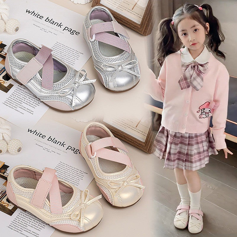 2026 Spring & Autumn Girls Shallow Mouth Leather Shoes, Retro Mary Jane Flats, Versatile Soft Leather Bow Ballet Shoes 4