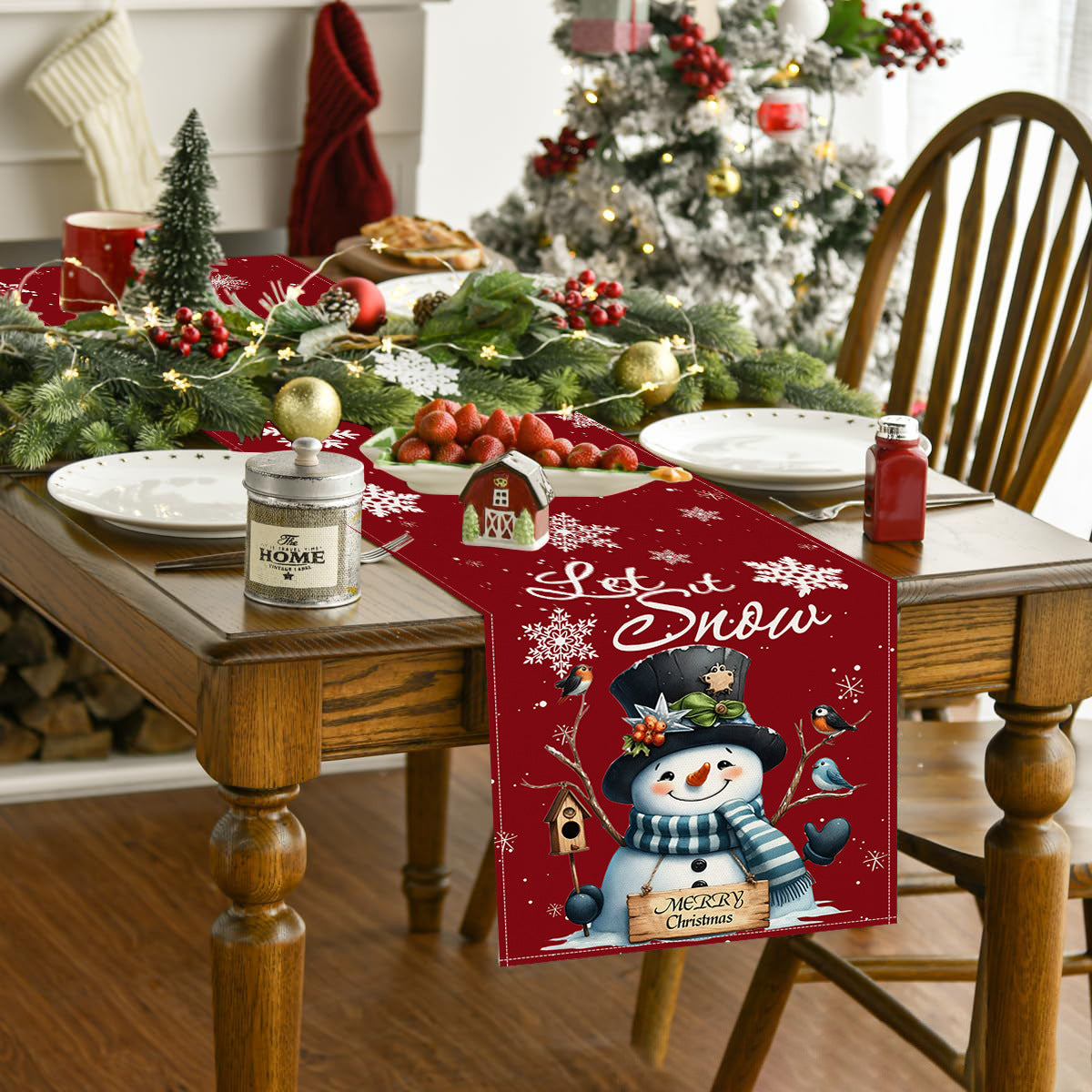 Christmas snowman linen table flag living room dining table decoration tablecloth Christmas restaurant tablecloth coffee table cloth 2