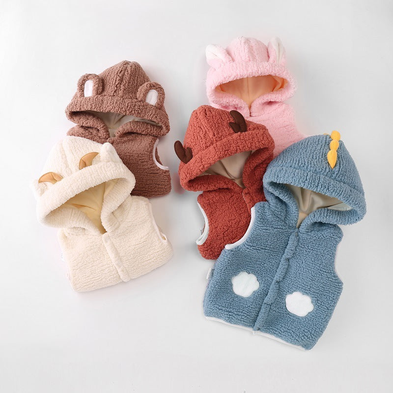 Children's Waistcoat Thickened Baby Girl Vest Waistcoat And Hooded Jacket To Keep Warm 1