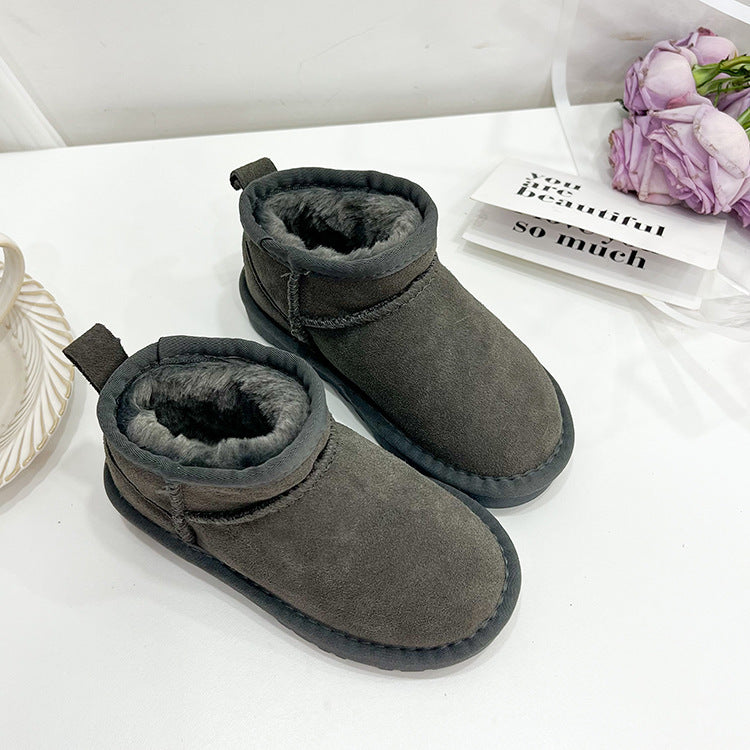 Children's Fur Leather Snow Boots 6
