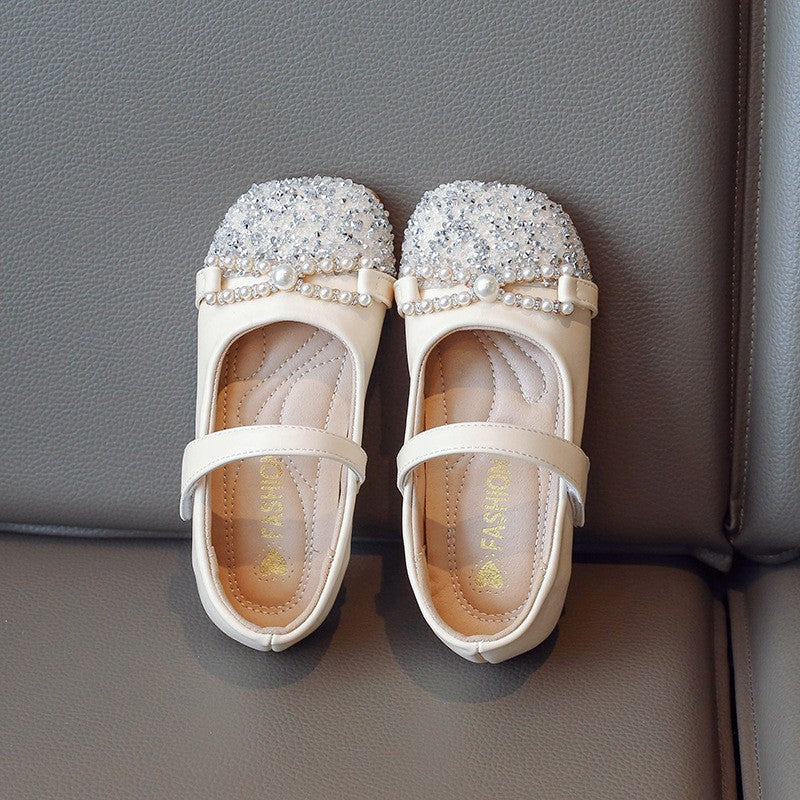 2026 Summer New Girls Pearl Leather Shoes, Elegant Chanel-style Princess Flats, Soft Sole Fashion Single Shoes For Baby Girls 2
