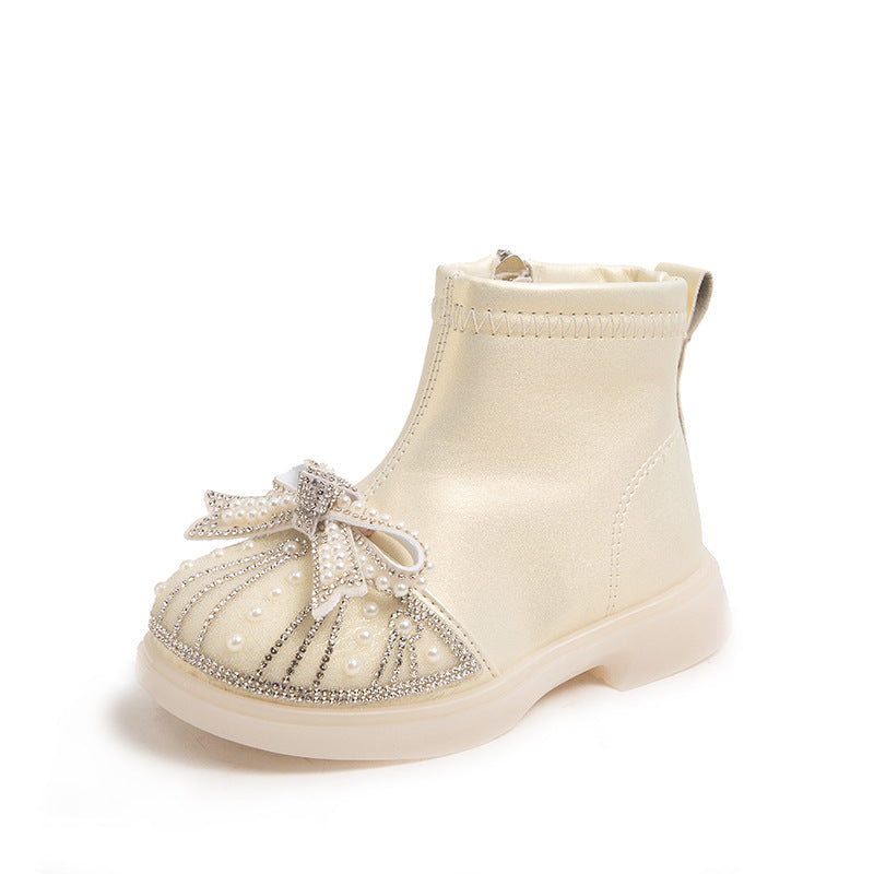 Kids Rhinestone Booties With Soft Soles 5