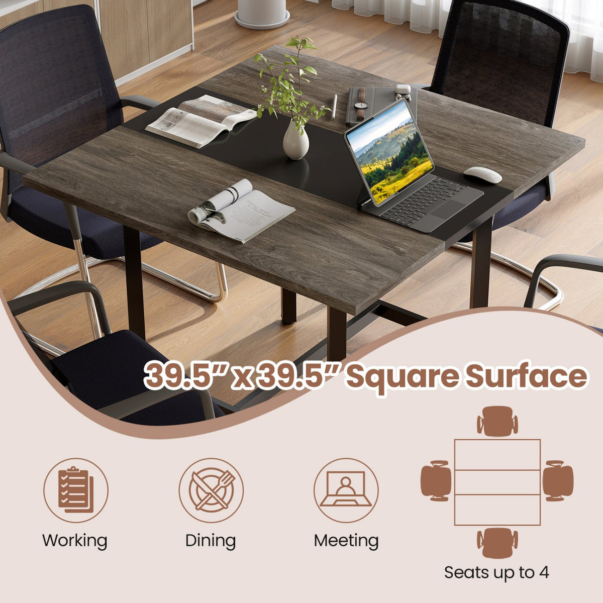 39.5" Square Conference Table with Thickened Tabletop 14