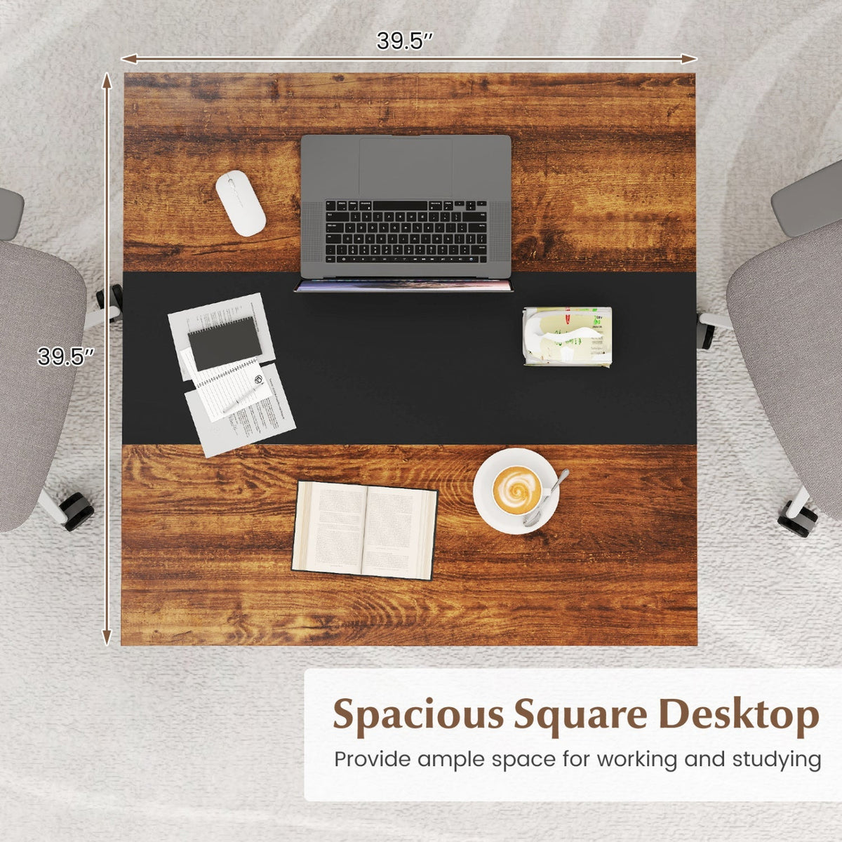39.5" Square Conference Table with Thickened Tabletop 7