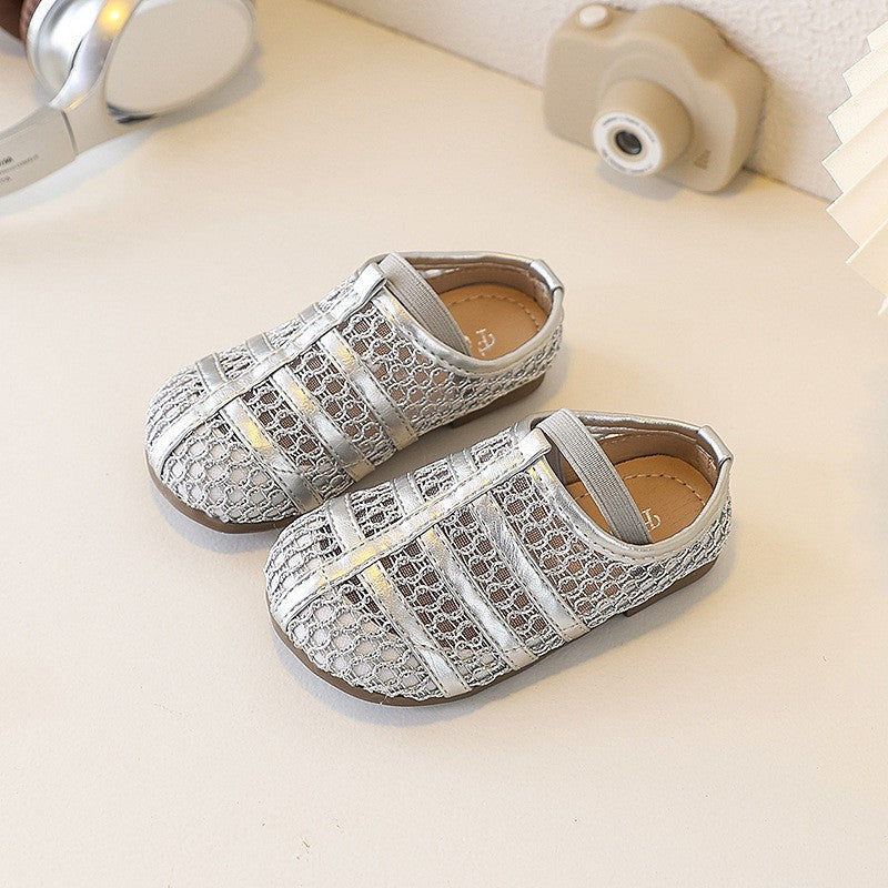 Small Children's Niche Design, Woven Hollow, One Foot Kick, Flat Toe, Half Toe, Half Slippers 5