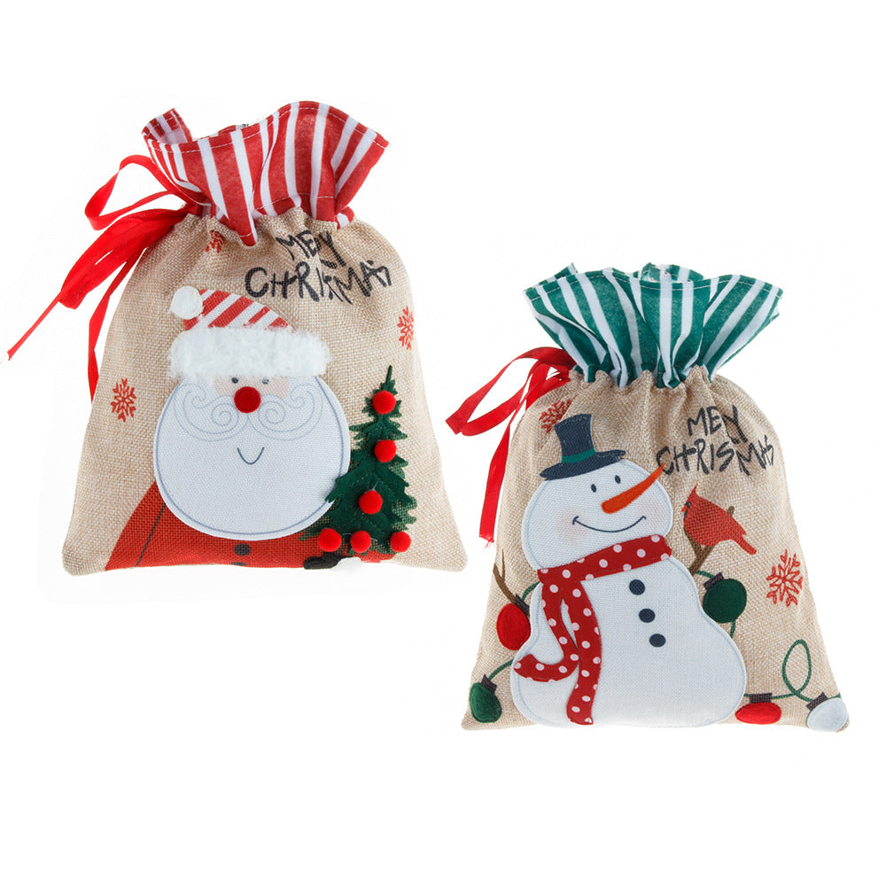 Christmas decorations, burlap gift bags, candy bags, apple bags, cartoon Christmas gift bags 1