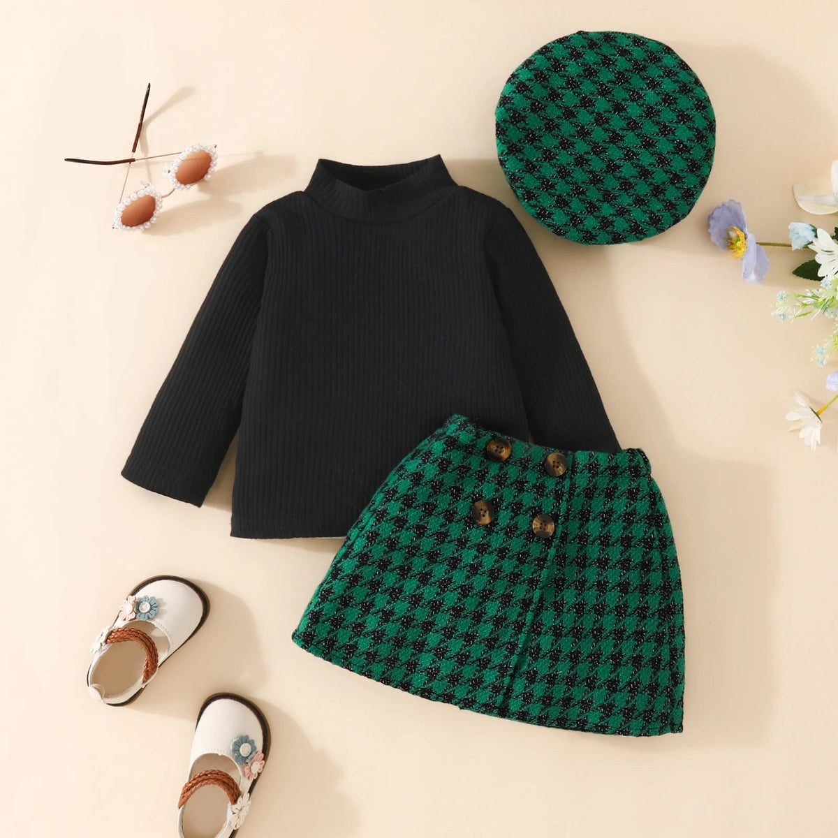 ma&baby 6M-3Y Christmas Newborn Infant Toddler Baby Girl Clothes Sets Knit Long Sleeve Tops Plaid Skirts Hat Xmas Outfits D05 3