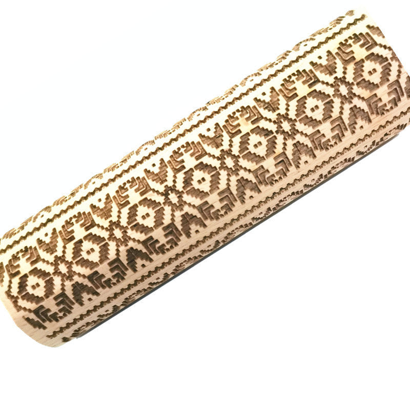 Wooden Rolling Pin Beechwood Laser Engraved Printed Rolling Pin Embossing Rolling Pin Christmas Flip Sugar Cookie Rolling Pin 11