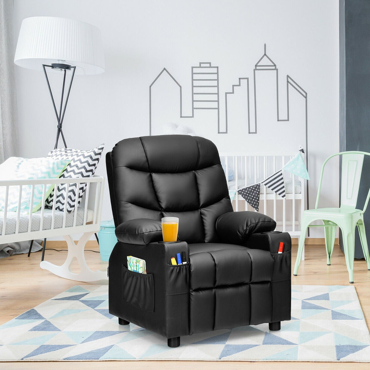 Kids Recliner Chair with Cup Holder and Footrest for Children 8
