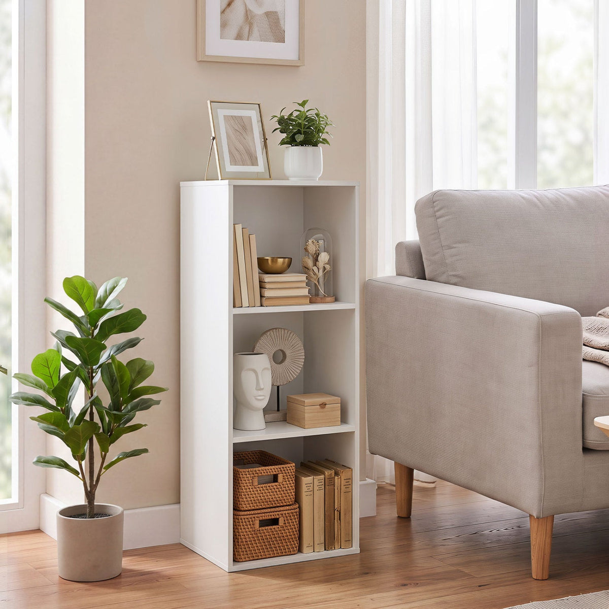 3-Cube Bookcase with Anti-Tipping Kits - White 1
