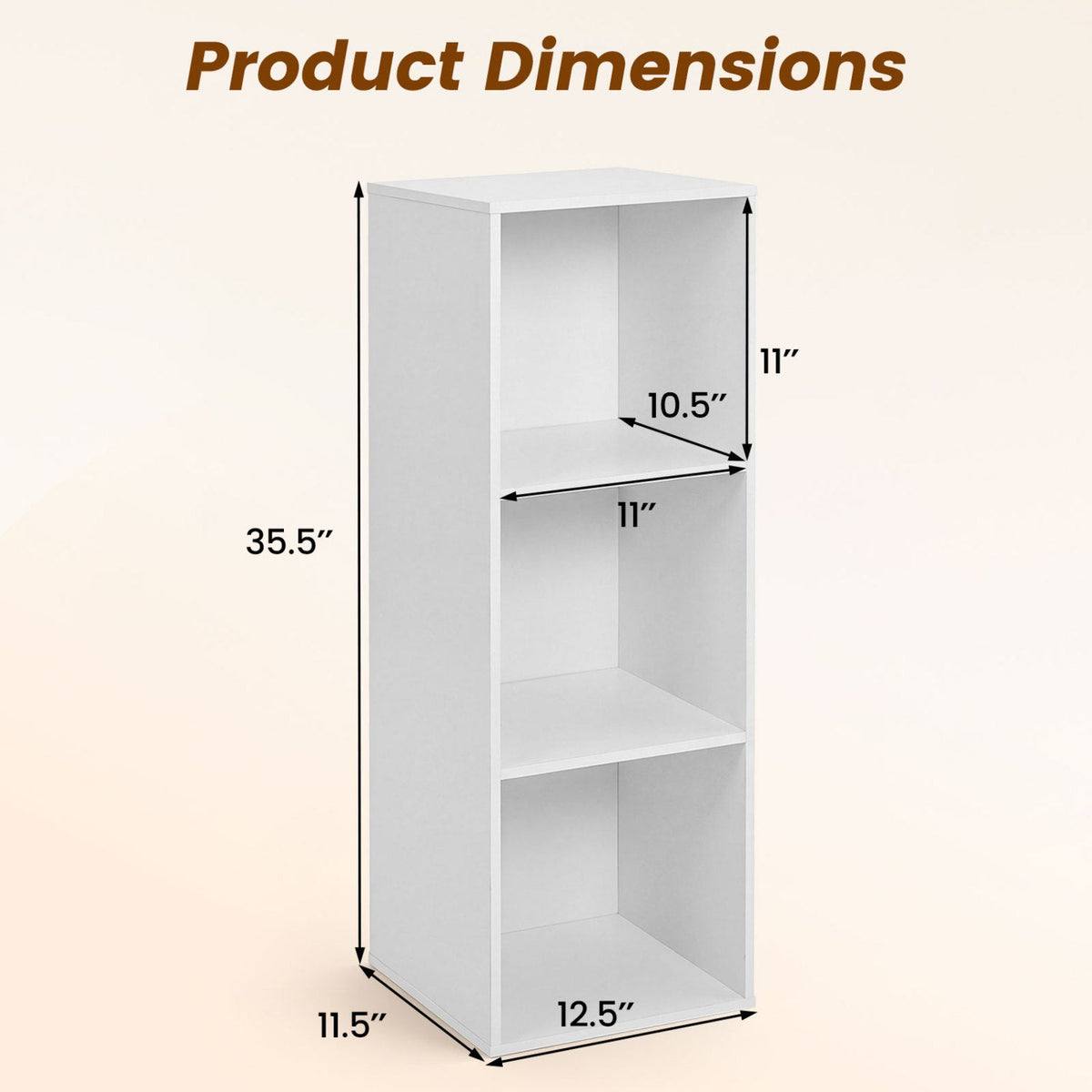 3-Cube Bookcase with Anti-Tipping Kits - White 5