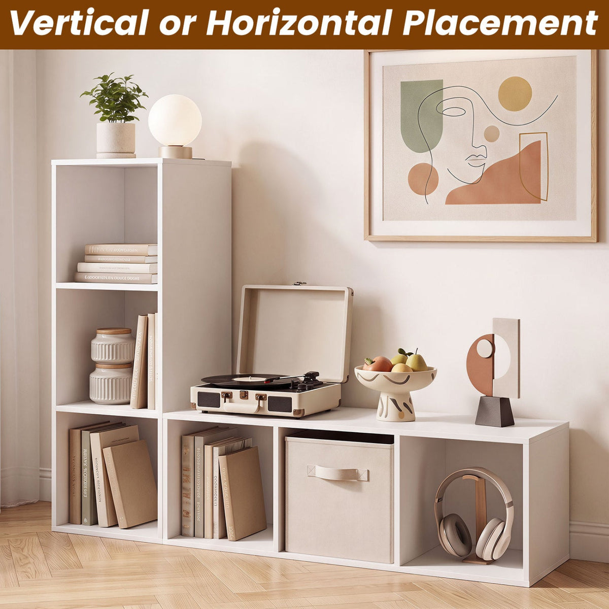 3-Cube Bookcase with Anti-Tipping Kits - White 8