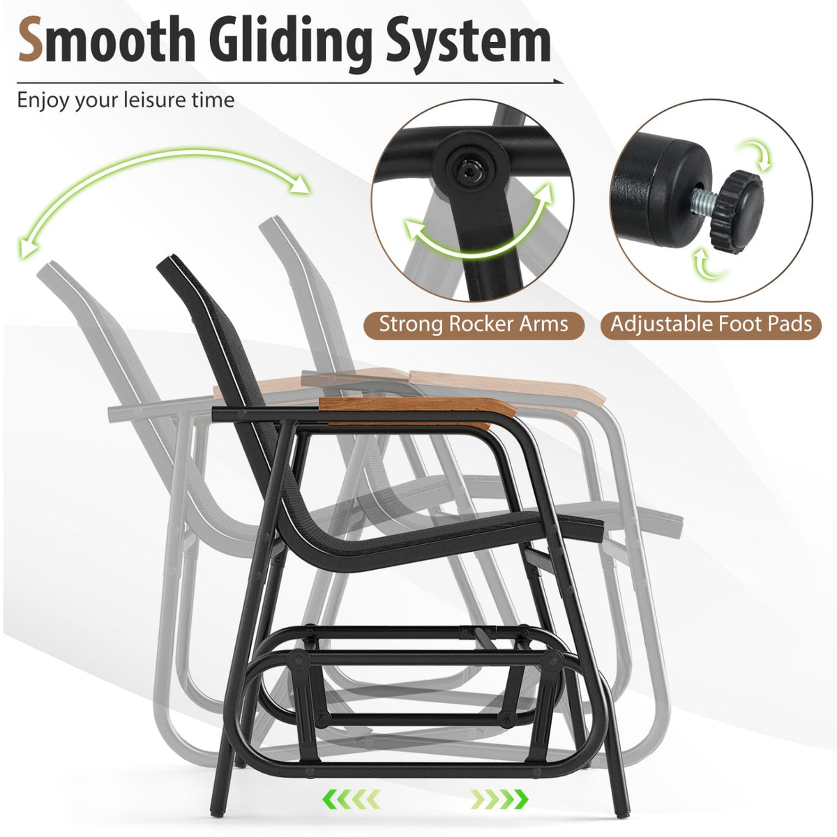 3-Piece Outdoor Glider Bistro Set with Tempered Glass Table 7