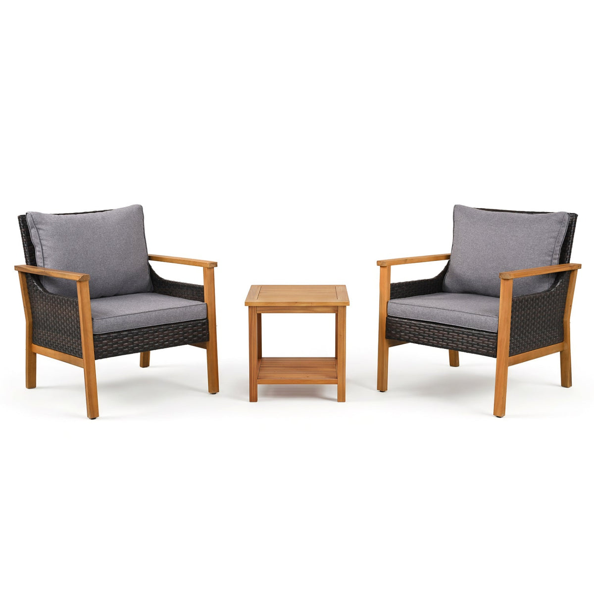 3-Piece Patio Dining Set with Cushions and Side Table 1