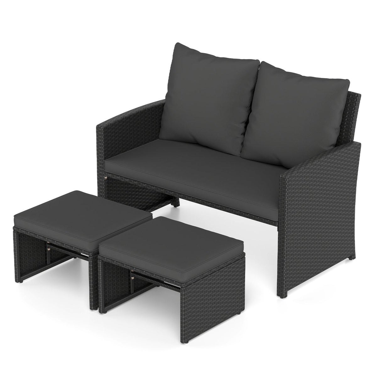 3-Piece Patio Conversation Set with Cushions 2