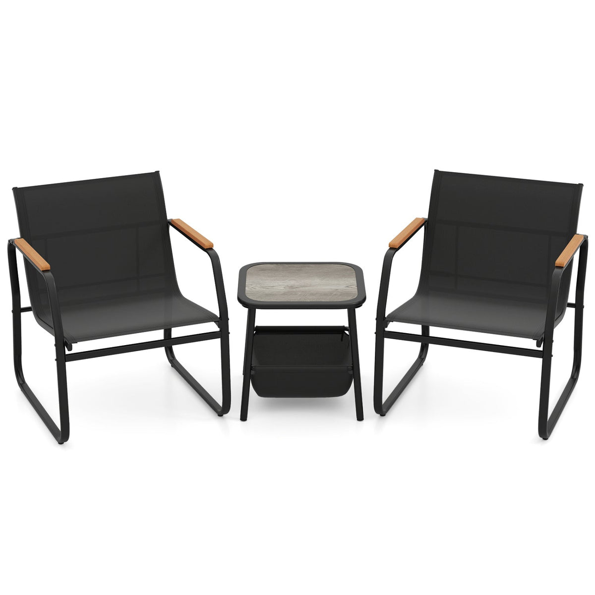 3 Pieces Patio Furniture Set Outdoor Bistro Conversation Set-Brown 9
