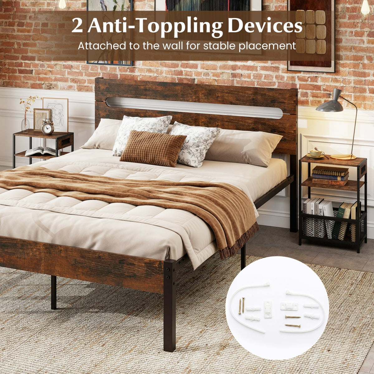 Industrial Side Table with Built-In Charging Station 8