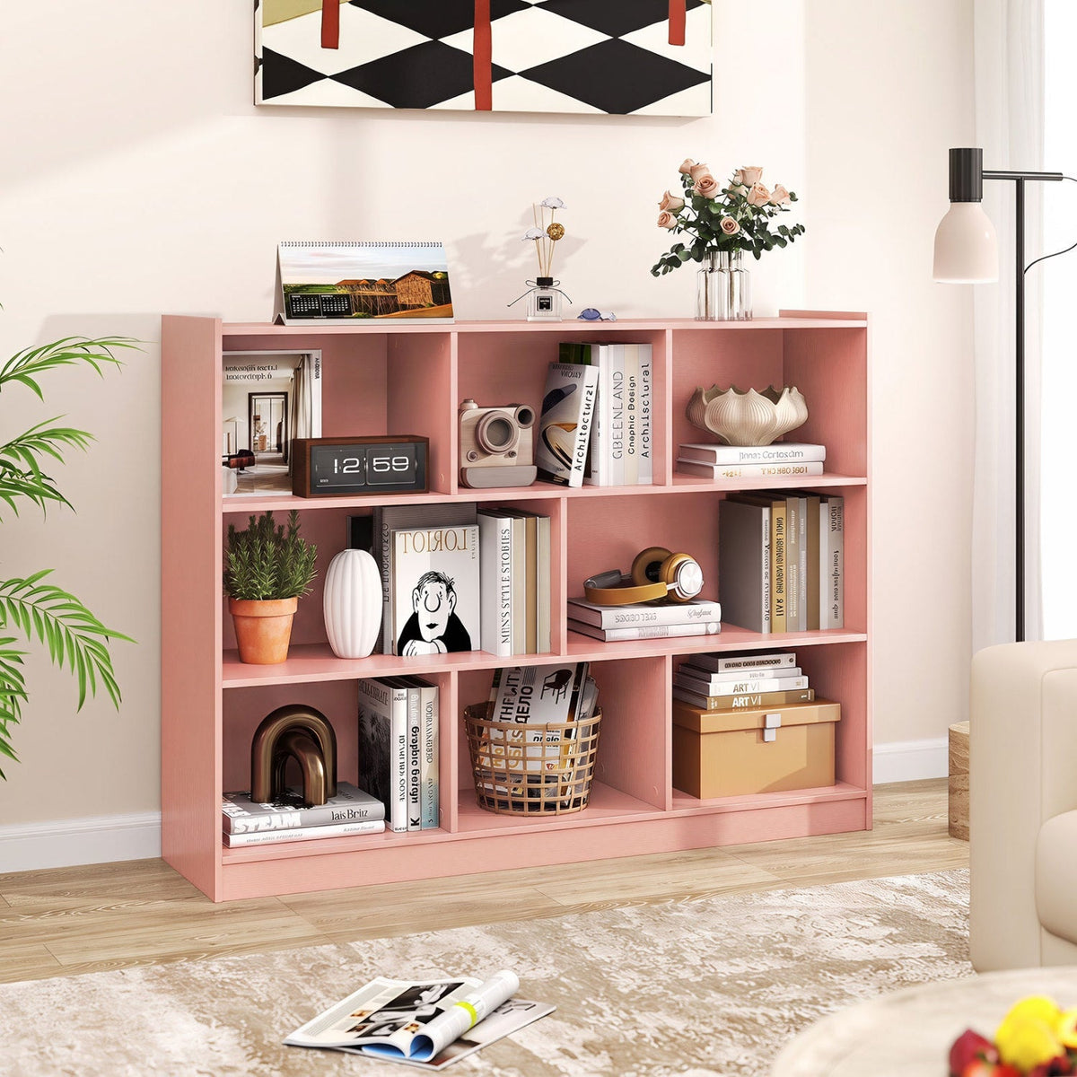 3-Tier Open Bookcase with 8 Cube Storage Shelves 1