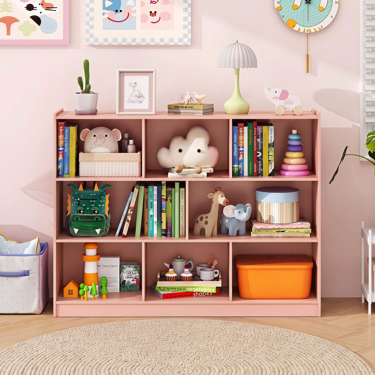 3-Tier Open Bookcase with 8 Cube Storage Shelves 2