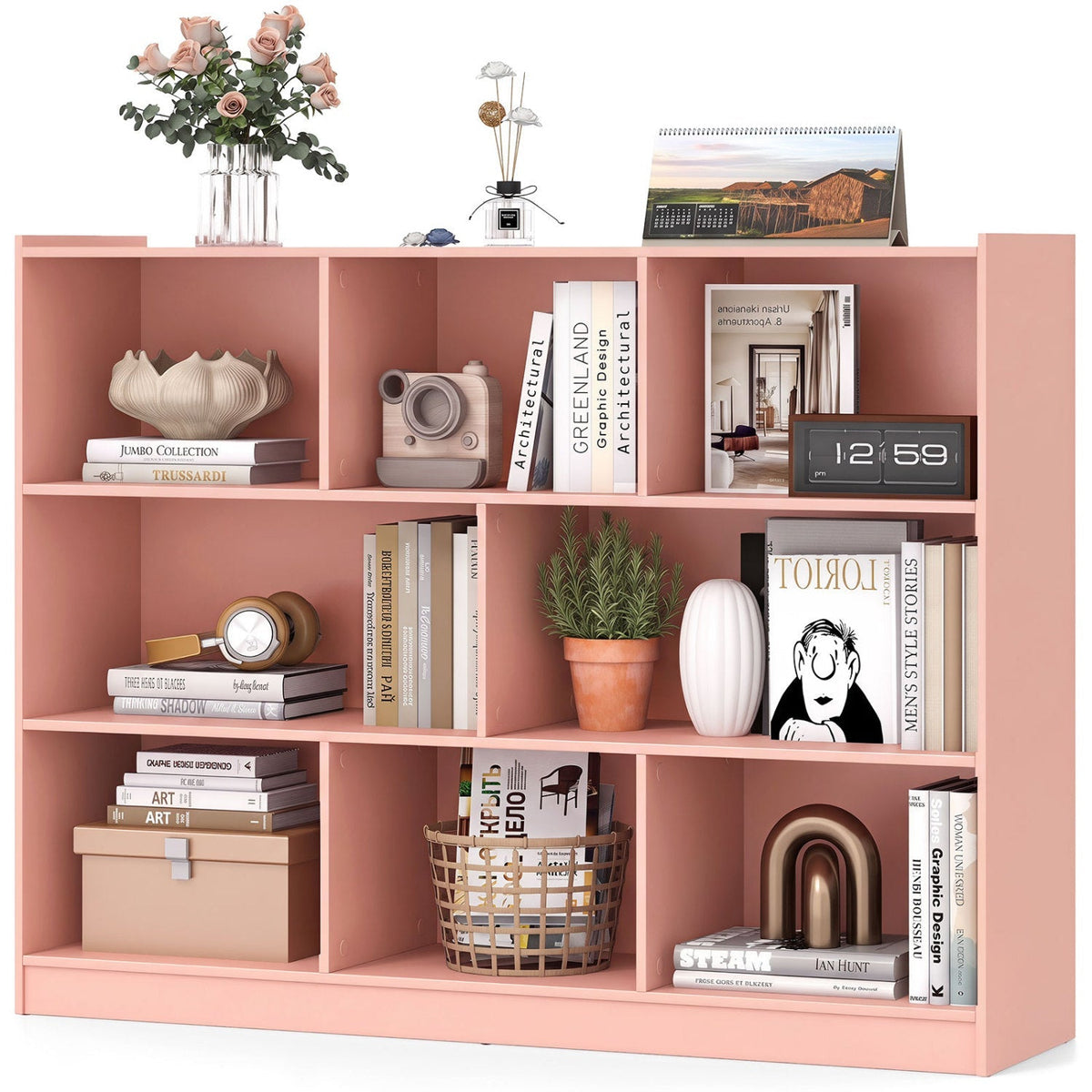 3-Tier Open Bookcase with 8 Cube Storage Shelves 4