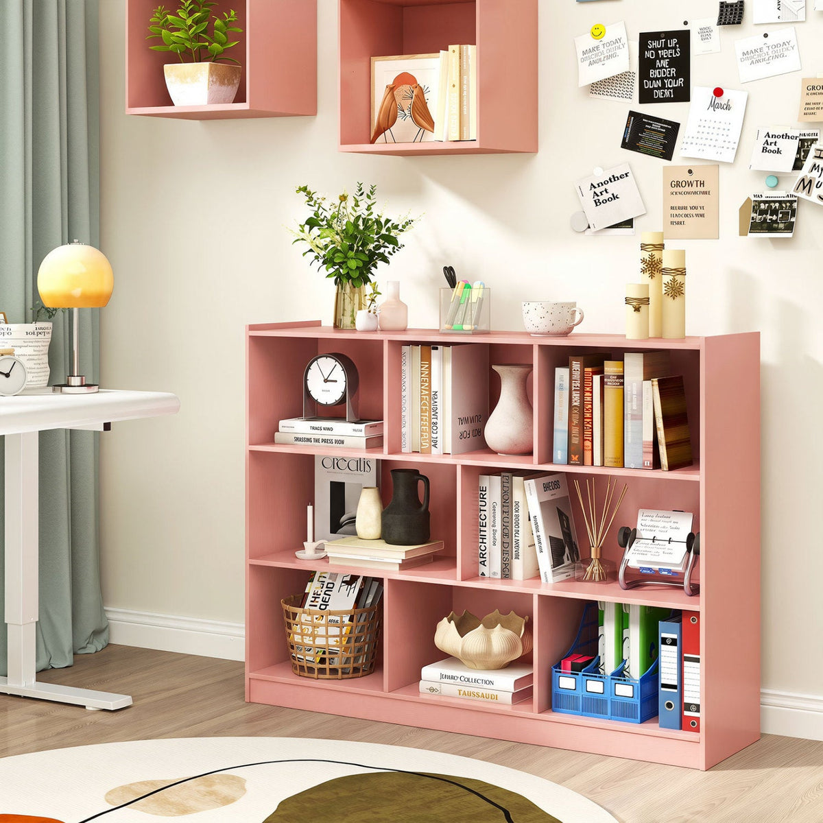 3-Tier Open Bookcase with 8 Cube Storage Shelves 6