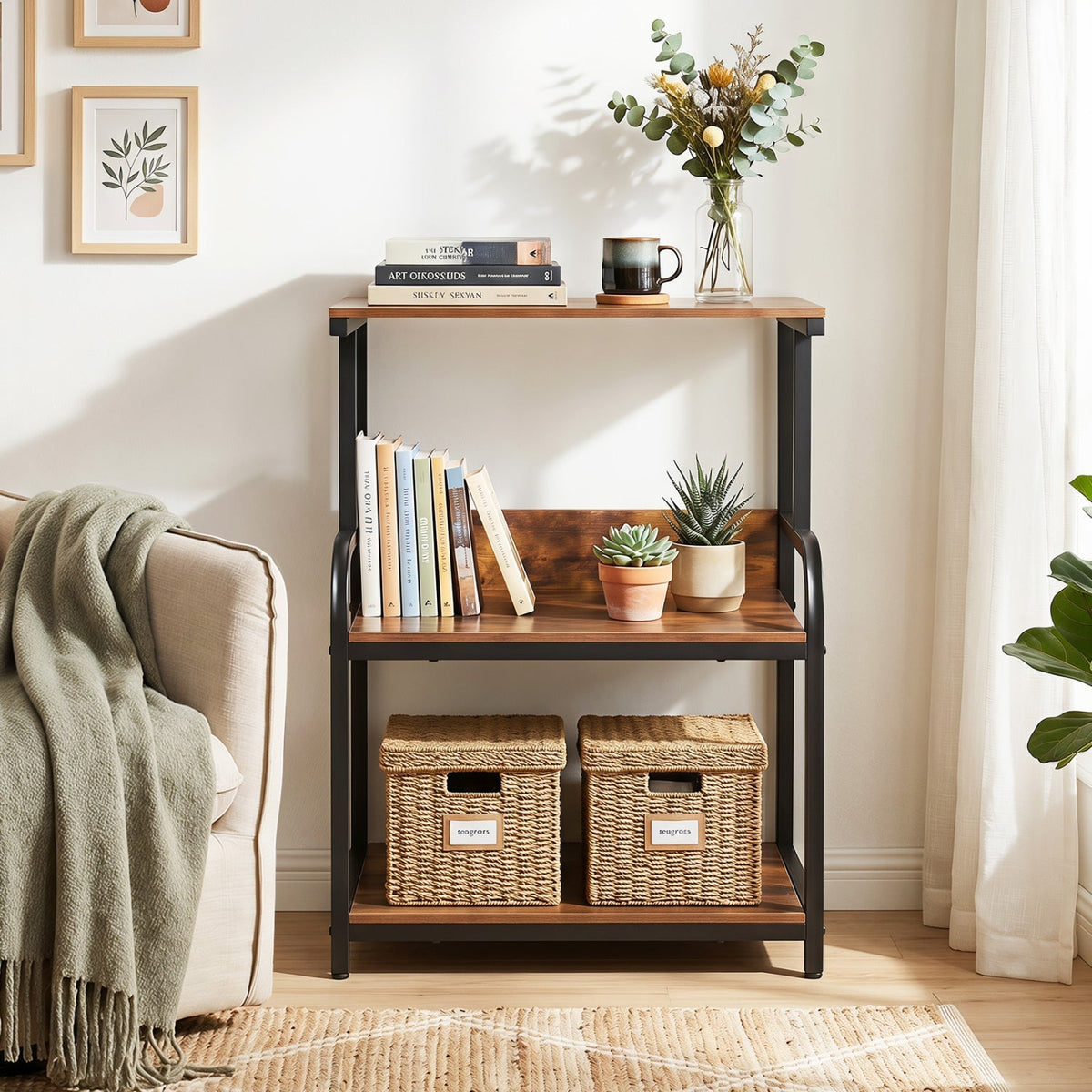 3-Tier Rolling Printer Stand with Adjustable Shelf 2