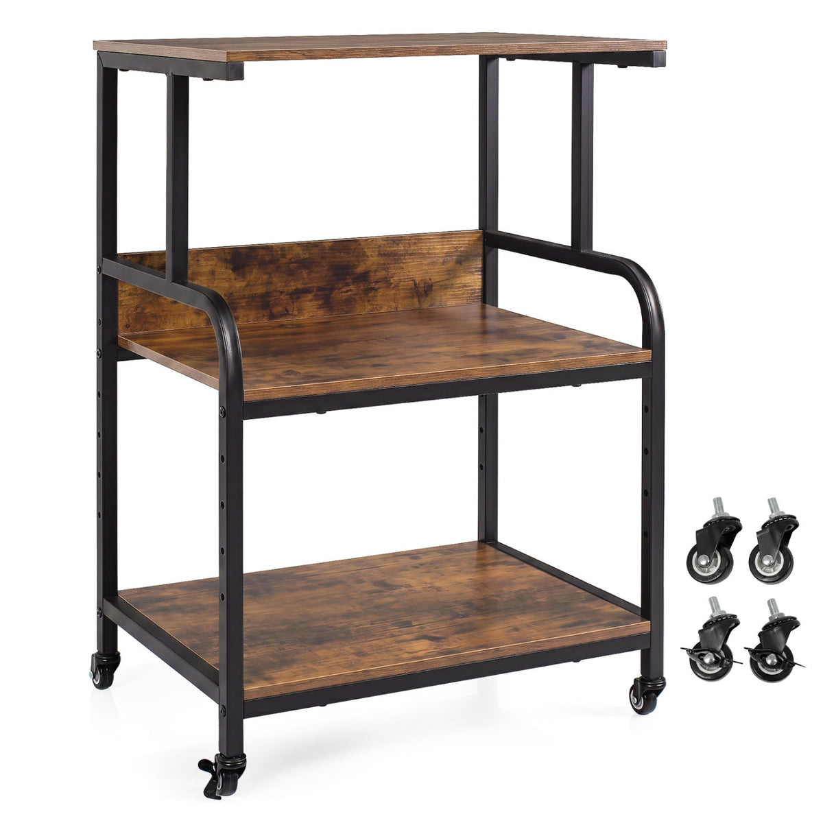 3-Tier Rolling Printer Stand with Adjustable Shelf 3