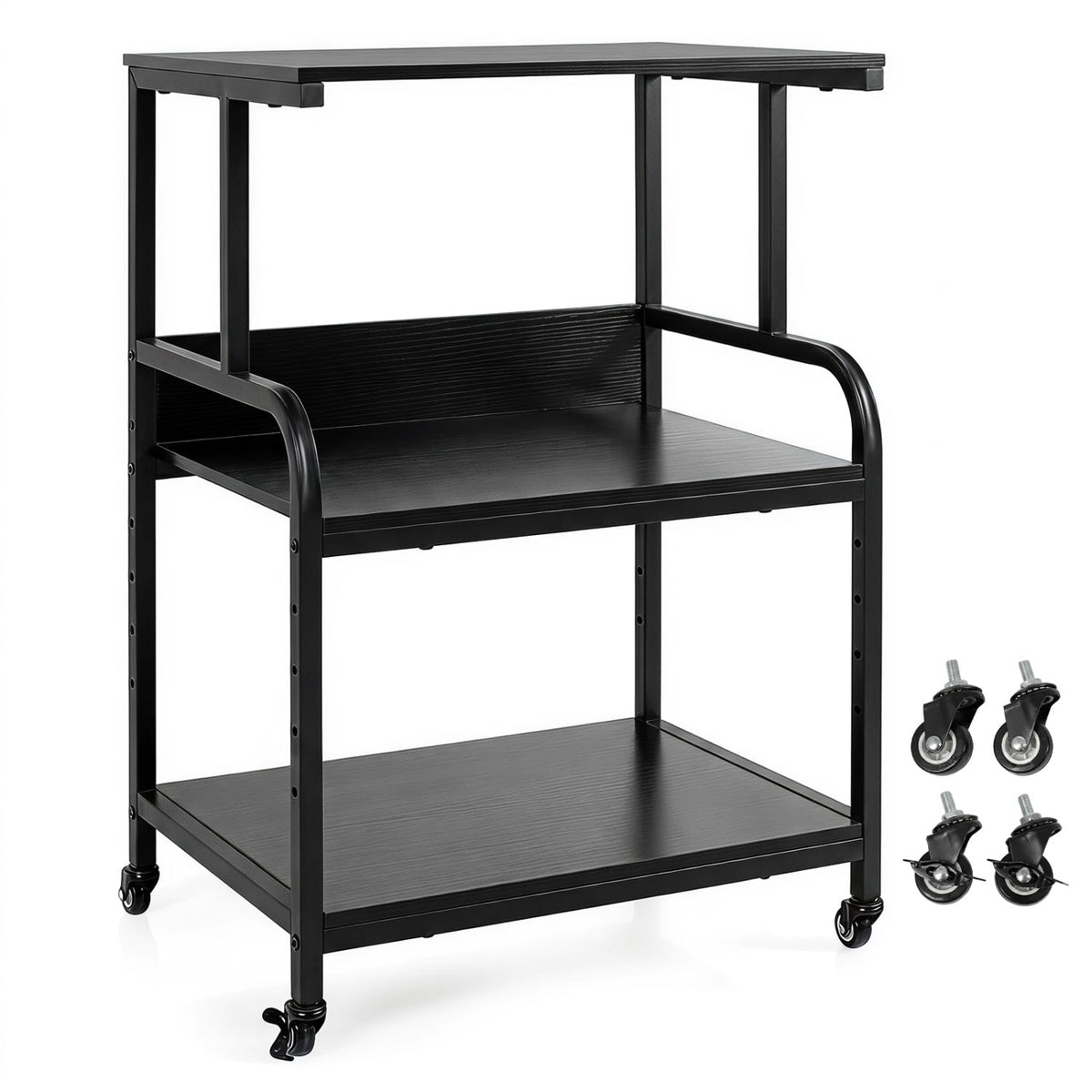 3-Tier Rolling Printer Stand with Adjustable Shelf 11