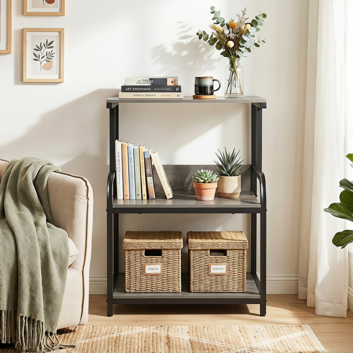 3-Tier Rolling Printer Stand with Adjustable Shelf 18