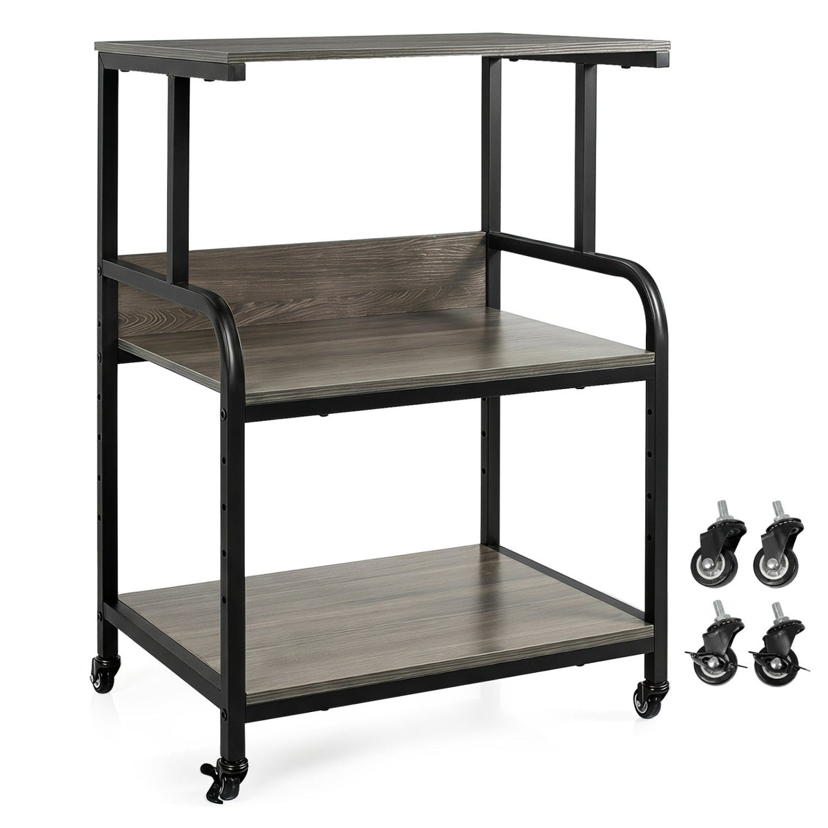 3-Tier Rolling Printer Stand with Adjustable Shelf 19