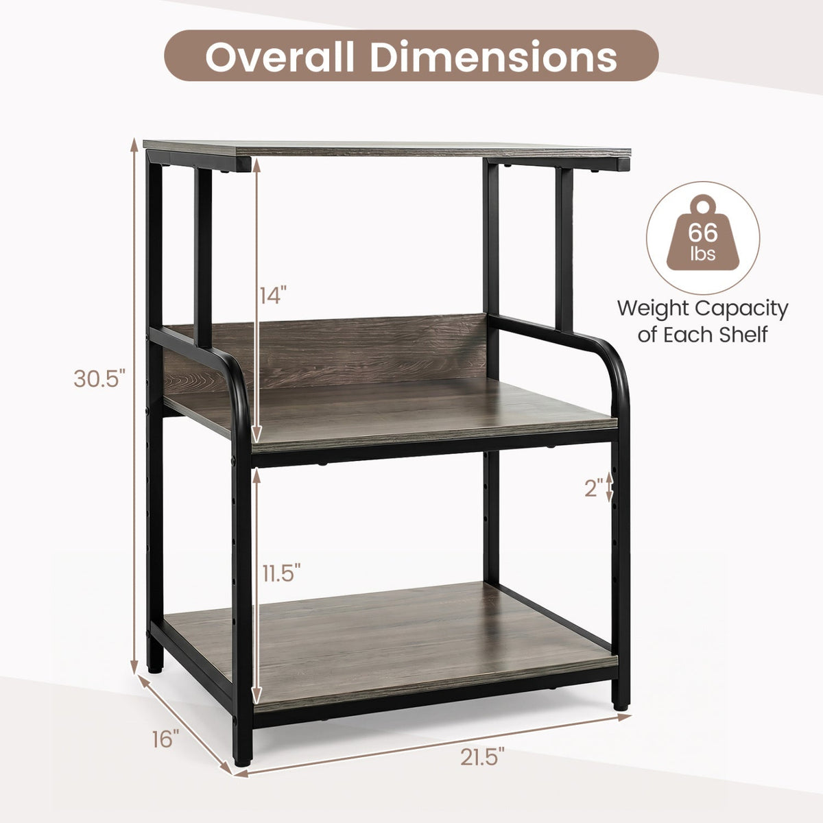 3-Tier Rolling Printer Stand with Adjustable Shelf 21
