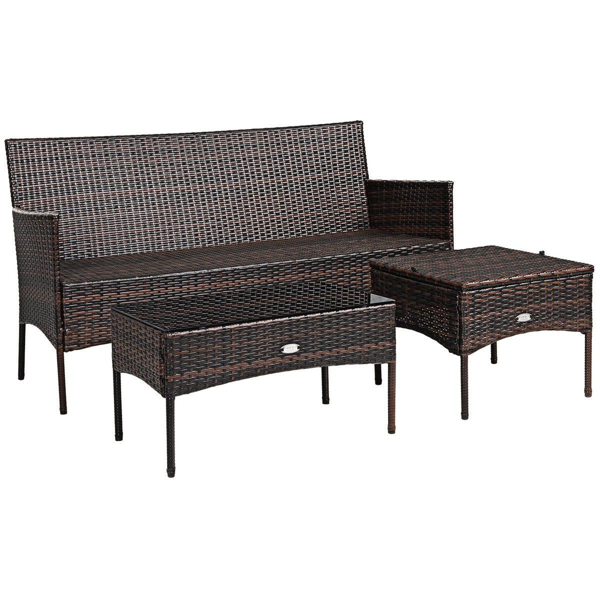 3 Pieces Patio Furniture Sectional Set with 5 Cozy 3