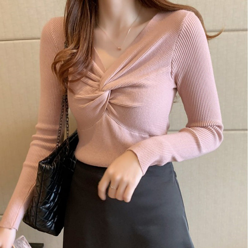 Autumn And Winter Clothing New Kinked Design Slim-fit Cashmere Knitwear For Women 1