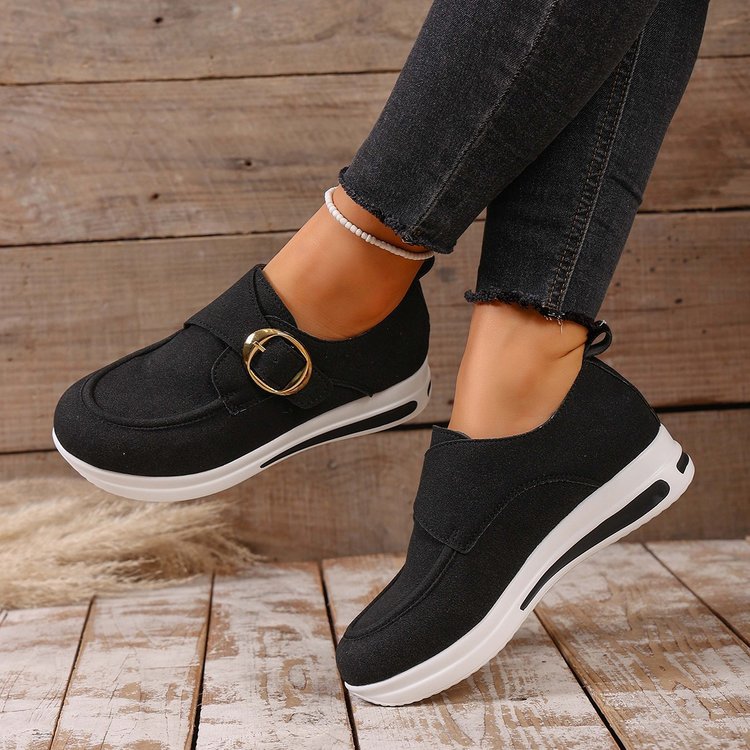 Solid-color Front-laced Casual Slip-on Womens Shoes 9