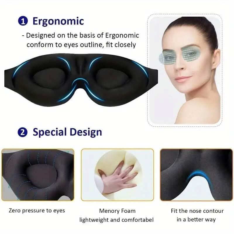 3D Contoured Cup Sleeping Mask and Blindfold 3