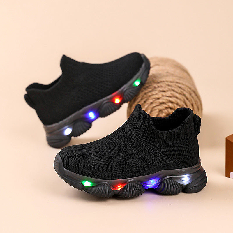 Light-up Baby Ultra-lightweight Knitted Breathable Soft-soled Shoes 1