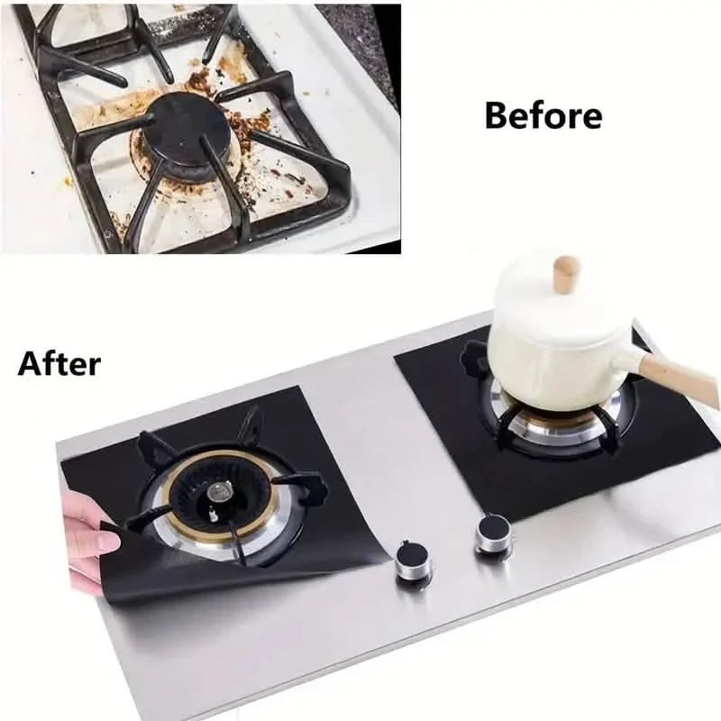 4-Pack: Gas Stove Burner Covers - Reusable Non-Stick PVC Stovetop Protector Liners 8