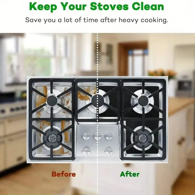 4-Pack: Gas Stove Burner Covers - Reusable Non-Stick PVC Stovetop Protector Liners 2