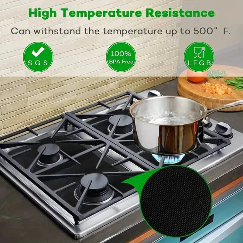 4-Pack: Gas Stove Burner Covers - Reusable Non-Stick PVC Stovetop Protector Liners 5
