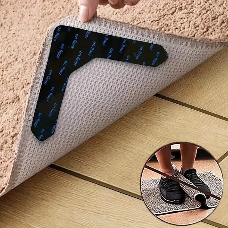 4-Pack: Reusable Non-Slip Carpet Rug Stickers 1