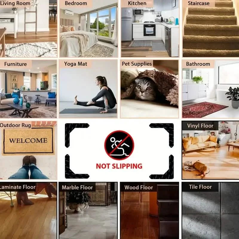 4-Pack: Reusable Non-Slip Carpet Rug Stickers 9