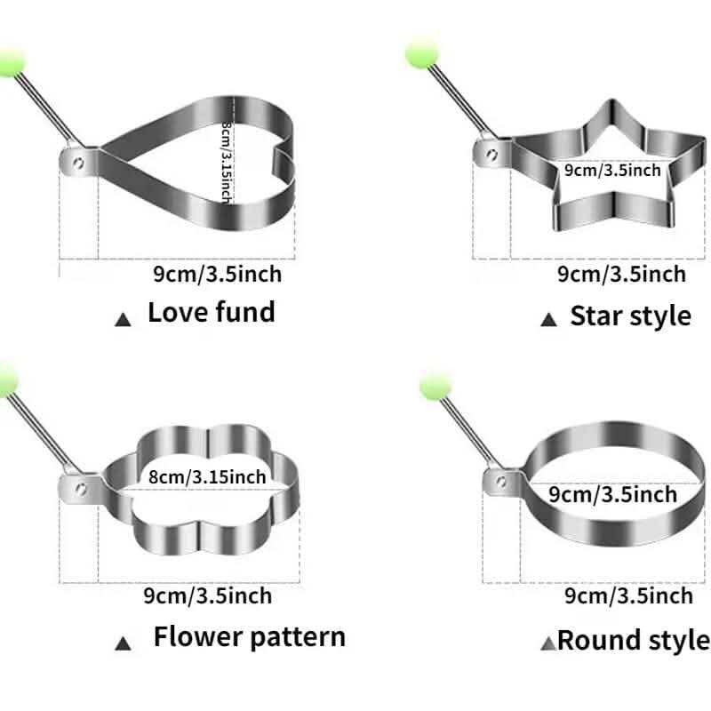4-Piece Set: Stainless Steel Creative Egg Ring Molds 2